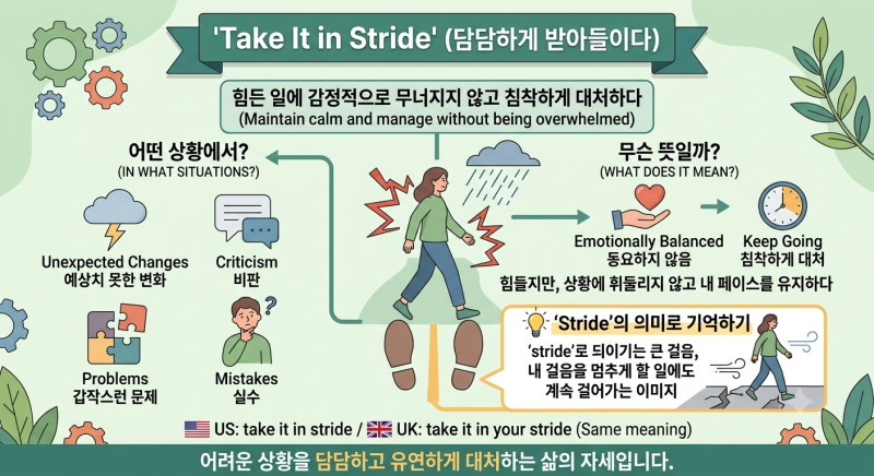 [세상을읽는영어]'Take It in Stride' - 힘든 일을 '담담하게 받아들이다'라고 말하는 영어 표현