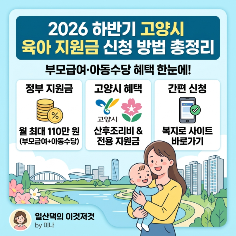 2026 하반기 고양시 육아 지원금 신청 방법 총정리 (부모급여·아동수당 혜택)