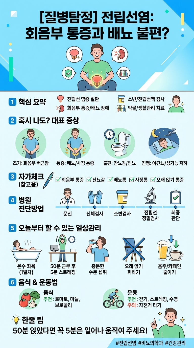 [질병탐정] 전립선염 회음부 통증과 배뇨 불편? 원인부터 치료·생활관리까지 확인하기