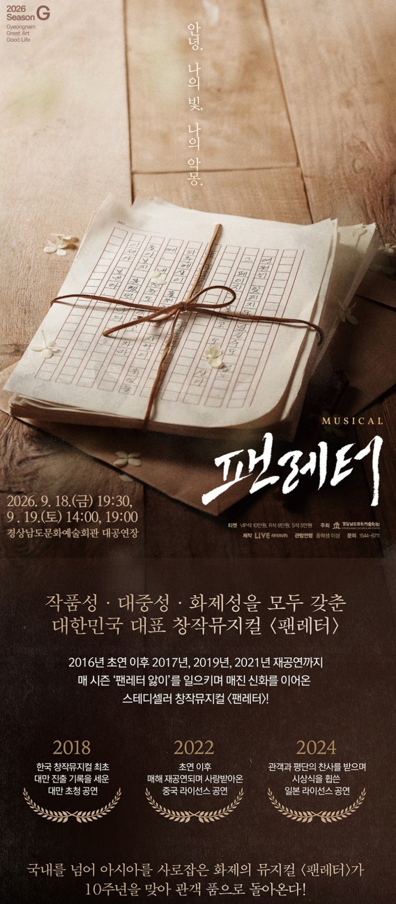 뮤지컬 팬레터 진주 공연 | 이규형 출연 일정, 티켓, 가격, 예매, 주차