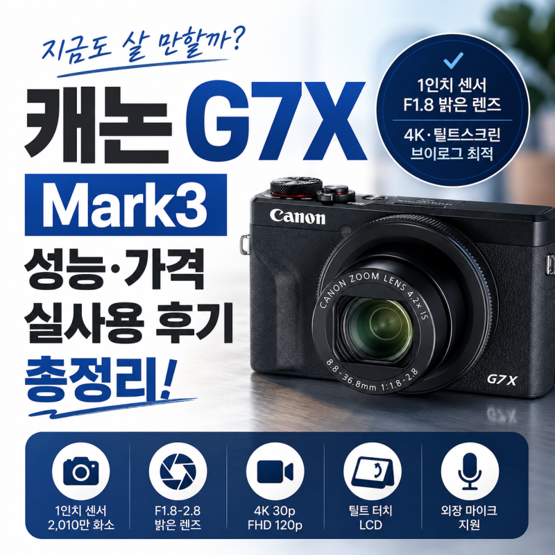 캐논 G7X Mark3, 지금도 살 만할까? 성능·가격·실사용 후기까지 총정리