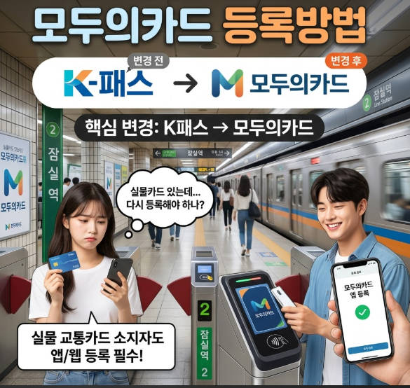모두의카드 등록방법, 홈페이지 3단계로 끝내기 (K패스 티머니카드 포함)