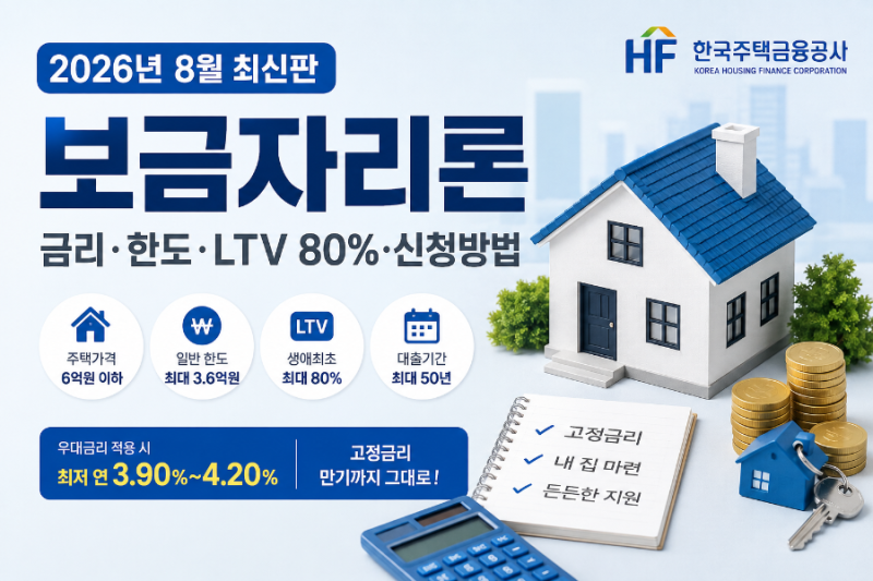 2026년 8월 보금자리론 총정리｜금리·한도· LTV 80%·신청방법