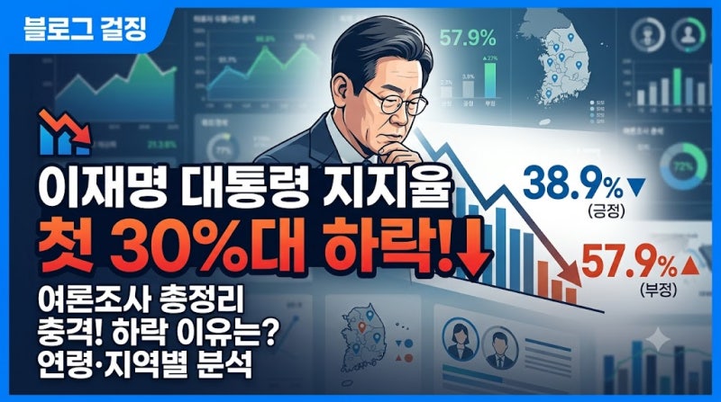이재명 대통령 지지율 첫 30%대 하락 배경과 여론조사 세부 결과 총정리