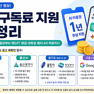 AI 구독료 지원 총정리｜서울시 AI 이용권부터 챗GPT 구독료 환급·대학생 제미나이 1년 무료까....