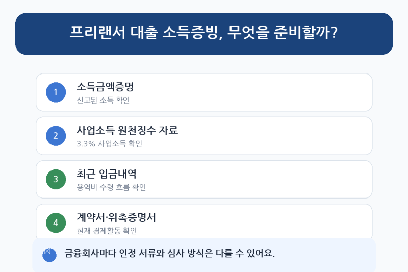 프리랜서대출, 3.3% 소득도 인정될까? 소득증빙·심사 기준 정리