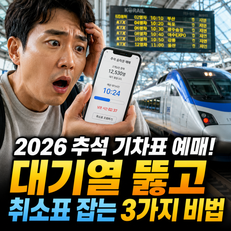 2026년 추석 기차표 예매 방법과 코레일 노선별 일정: KTX 좌석 선점 실전 팁 & 결제 마감 취소....