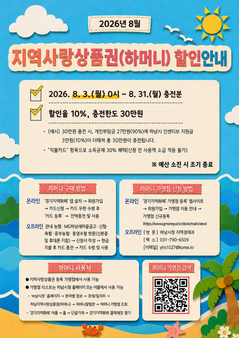 2026년 9월 하머니 혜택 총정리하머니 10% 할인에 이성산성문화제 5% 캐시백까지!
