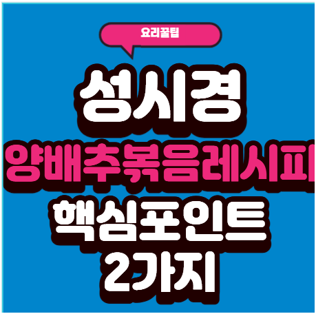 성시경 양배추 볶음 레시피의 핵심비법은 이것 2가지