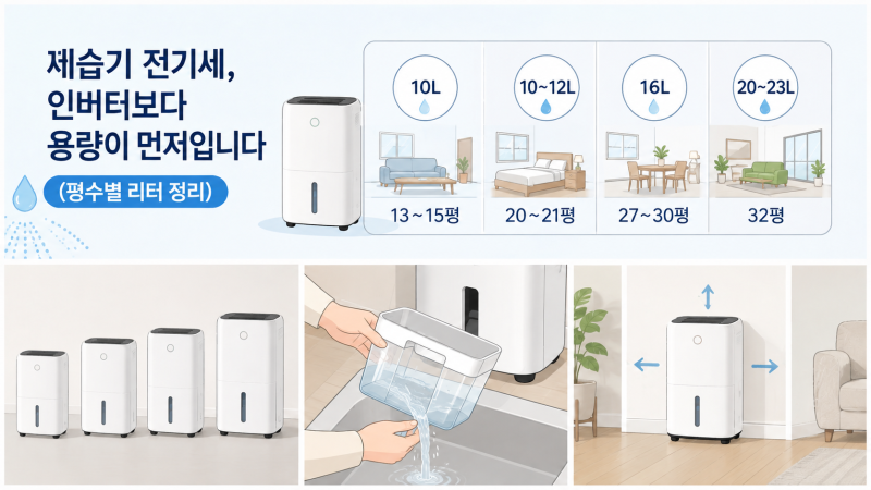 제습기 전기세, 인버터보다 용량이 먼저입니다 (평수별 리터 정리)