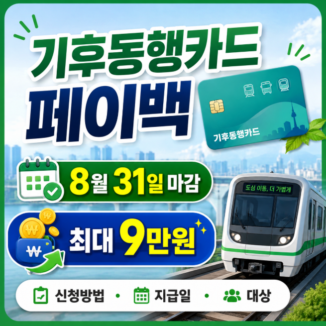 기후동행카드 페이백 8월 31일 마감｜최대 9만원 신청방법·지급일·대상