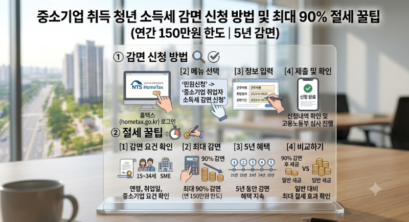 중소기업 취업 청년 소득세 감면 신청 방법, 최대 90% 세금 아끼는 절세 꿀팁
