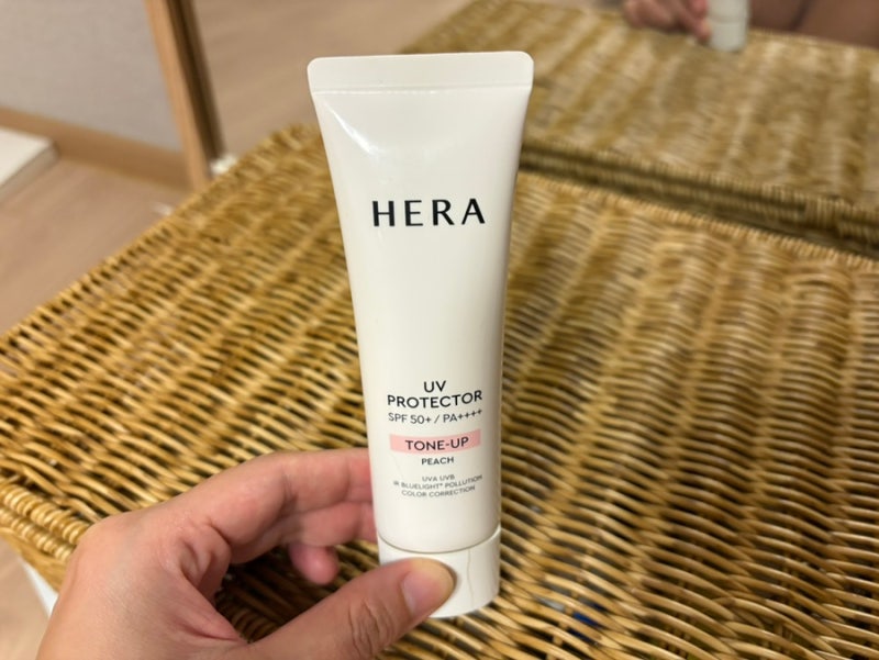 건성피부 선크림, 헤라 선크림 UV 프로텍터 톤업 피치 후기