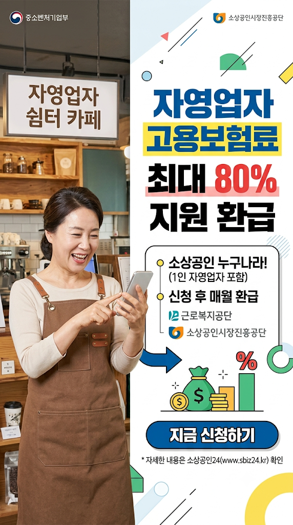 자영업자 고용보험료 최대 80% 환급! 자격 조건 및 모바일 간편 신청 방법 TOP 3