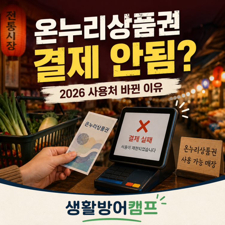온누리상품권 결제 안됨? 2026 사용처 바뀐 이유｜병원·연매출 30억 기준 확인