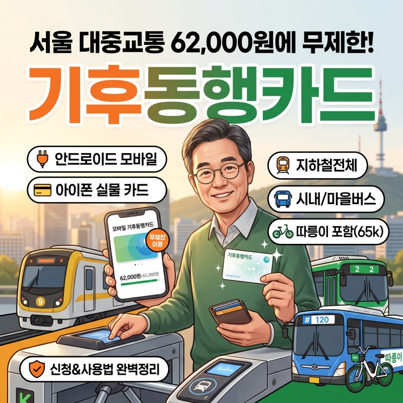 기후동행카드 신청 방법 및 지하철·버스 사용법 총정리 (서울 무제한 교통카드 꿀팁)