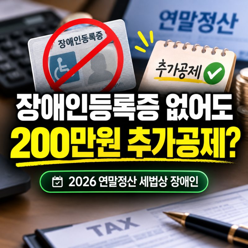 장애인 등록증 없어도 가능? 2026 연말정산 세법상 장애인 공제 기준 총정리