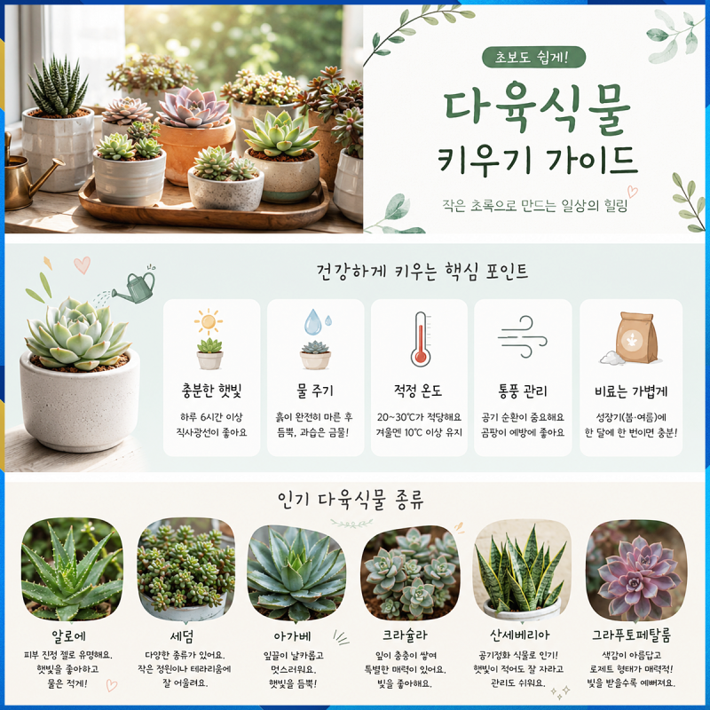 다육식물 키우는 방법 총정리, 물주기부터 종류까지 알아보기