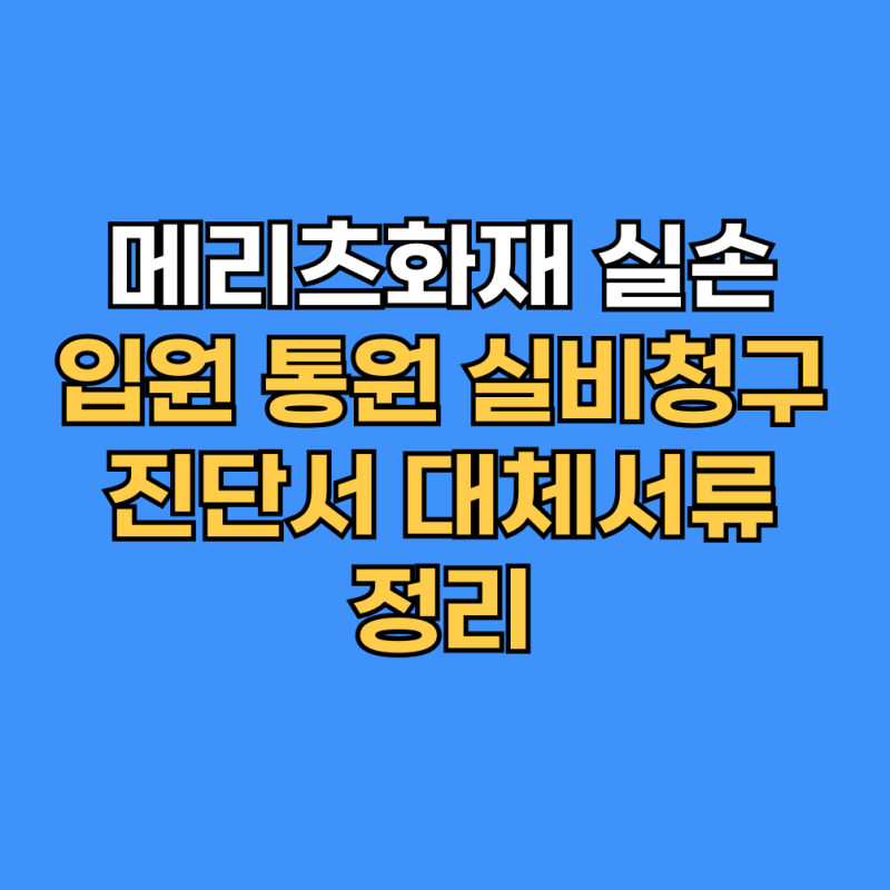 메리츠화재 실손·입원 통원 실비청구·진단서 대체서류 정리
