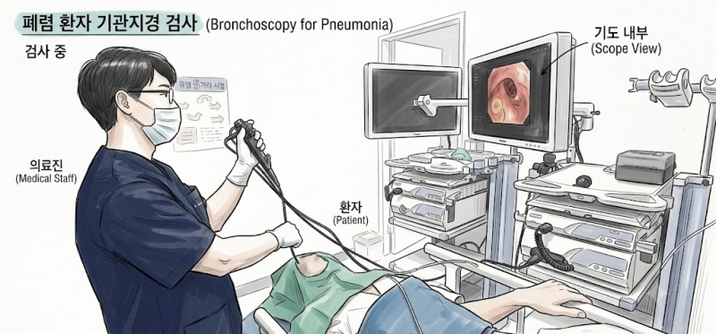 SPO2 급락한 폐렴 환자, 기관지경 검사(Bronchoscopy)와 BCW study