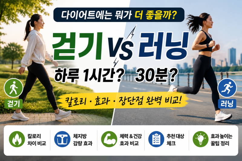 하루 1시간 걷기 vs 30분 러닝, 다이어트에는 뭐가 더 좋을까? 직접 비교해보니