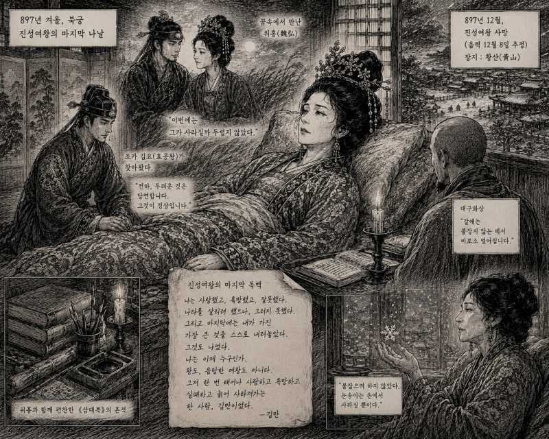 아이소설 진성여왕 『왕관보다 무거운 욕망』제9회 ― 죽음 앞에서는 왕도 여인도 아니었다