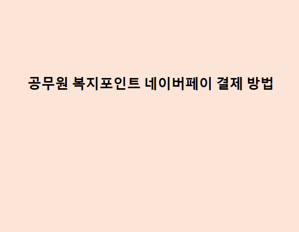 공무원 복지포인트 네이버페이 결제 방법(복지카드 등록 및 스마트스토어 소명 기준)