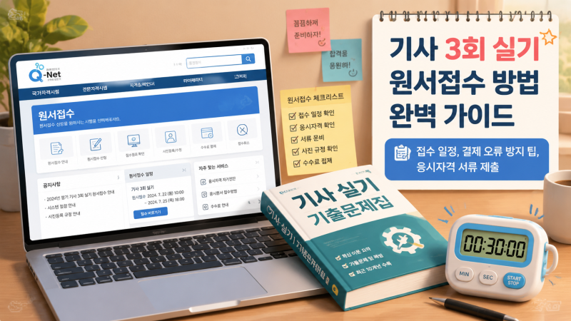 기사 3회 실기 원서접수 방법 완벽 가이드: 접수 일정, 결제 오류 방지 팁, 응시자격 서류 제....
