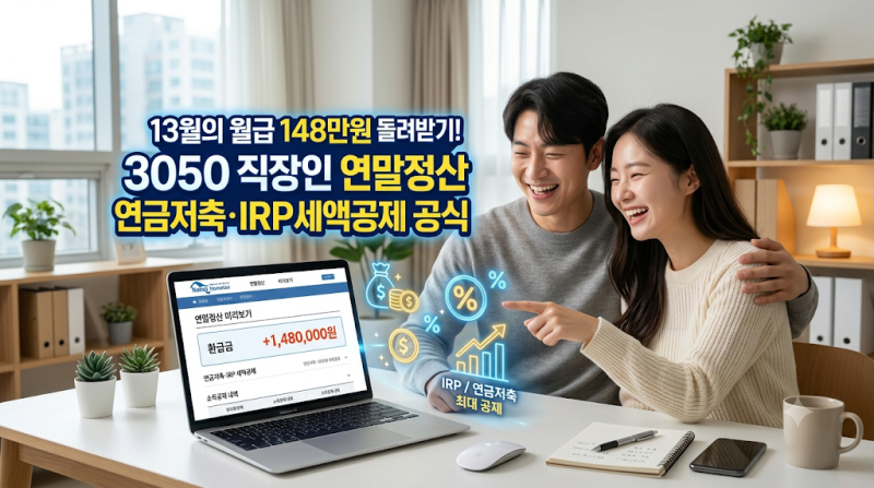 "13월의 월급 148만원 돌려받기!" 4050 직장인을 위한 연말정산 연금저축·IRP 세액공제와 신용카....