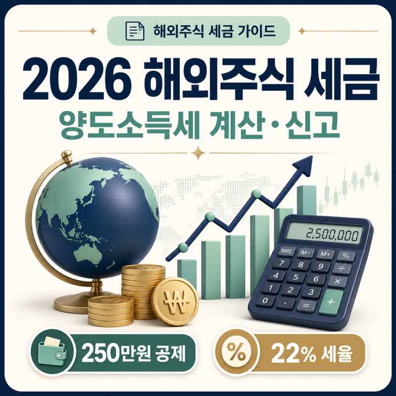 2026 해외주식 양도소득세 계산·신고방법｜250만원 공제·손익통산