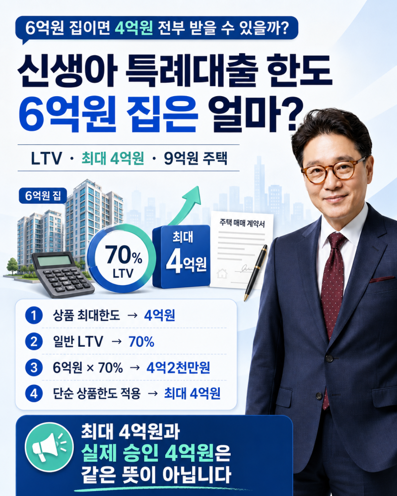 신생아 특례대출 한도 4억원, 6억원 집 사면 실제 얼마까지 나올까?