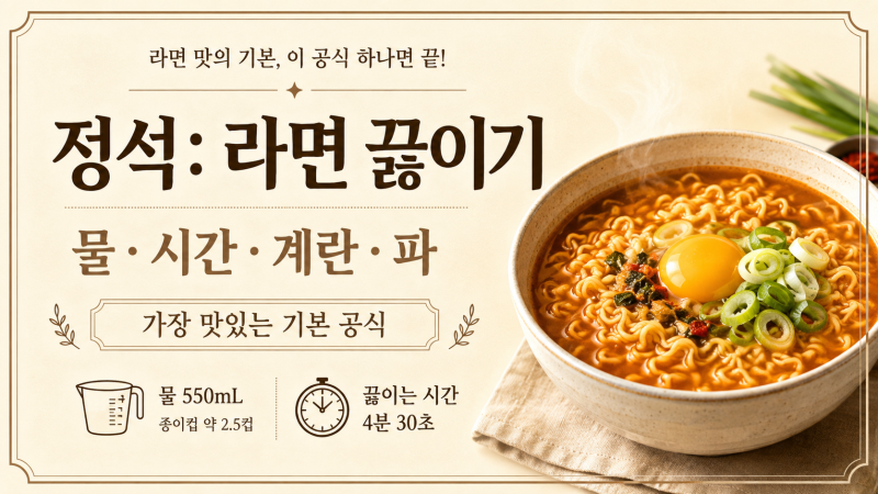 정석: 라면 끓이기 | 물·시간·계란·파, 가장 맛있는 기본 공식