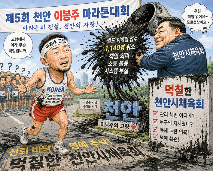 천안 이봉주 마라톤 1,140명 이메일 접수 파문…뒤늦은 입장문에도 ‘책임자’는 없었다