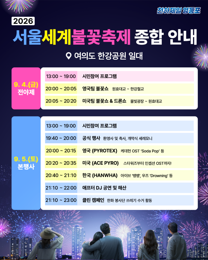 2026 서울세계불꽃축제 여의도 일정부터 교통통제, 대중교통, 명당 유의사항 총정리