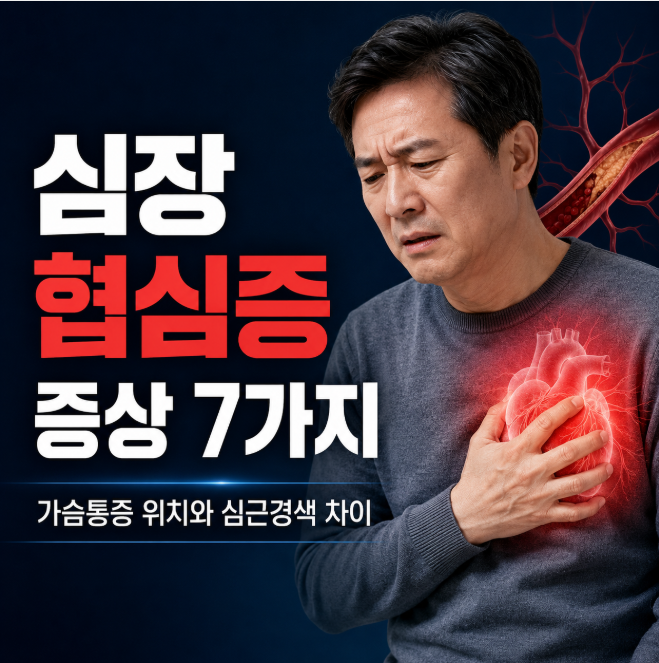 심장 협심증 증상 7가지, 가슴통증 위치와 심근경색 차이