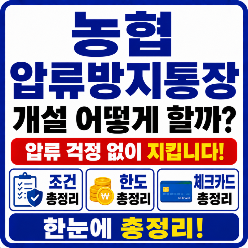 농협 압류방지통장 개설 어떻게 할까? 조건·한도·체크카드 총정리
