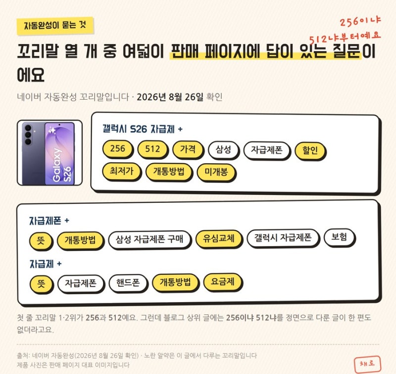 갤럭시 S26 자급제｜256GB 512GB 차이와 리뷰 3,257건 정리
