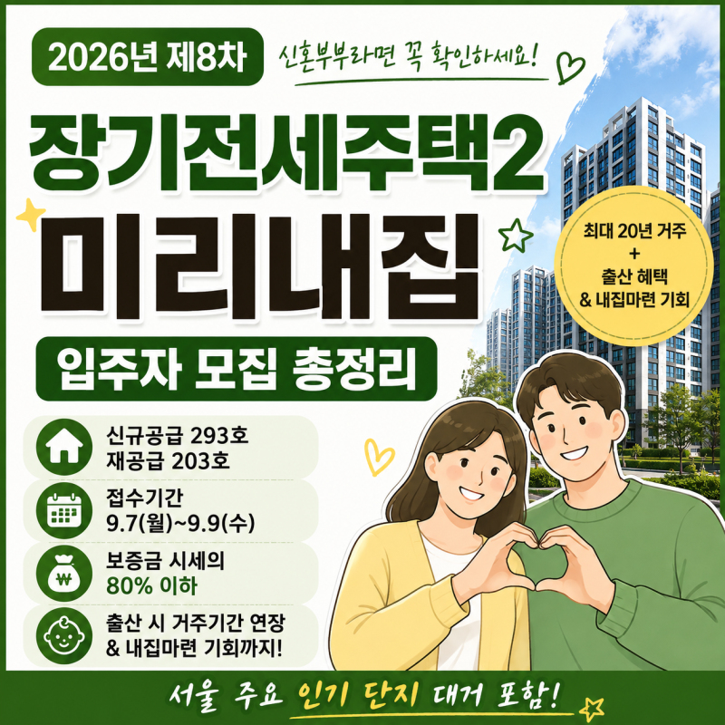 [2026 SH공사] 제8차 장기전세주택2 미리내집 모집공고 총정리｜청담르엘·메이플자이·잠실르....