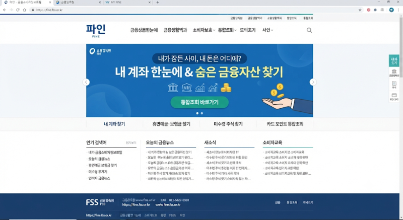 금융감독원 파인과 통합연금포털로 내 숨은 자산 조회하기