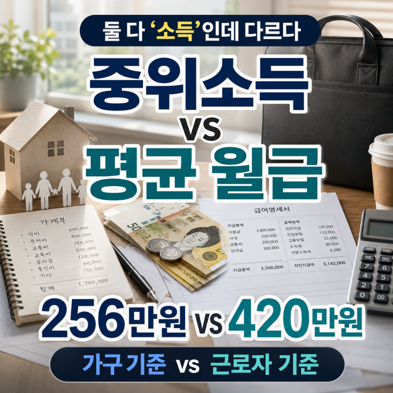 2026년 기준 중위소득 100% 뜻, 평균 월급과 다른 이유 쉽게 정리