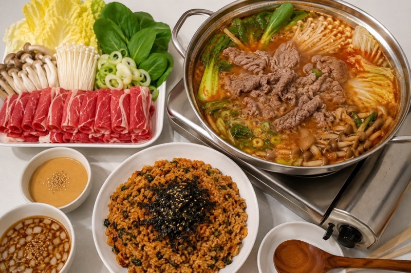 등촌샤브샤브 만들기｜얼큰한 국물에 소고기 듬뿍! 칼국수부터 볶음밥까지 집에서 즐기는 ....