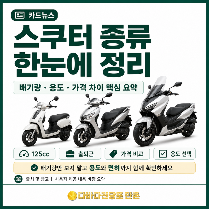 스쿠터 종류 125cc 스쿠터와 빅스쿠터 차이
