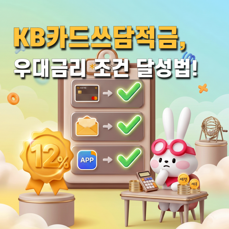 연 12.0% KB국민은행 KB카드쓰담적금, 우대금리 조건 달성하려면