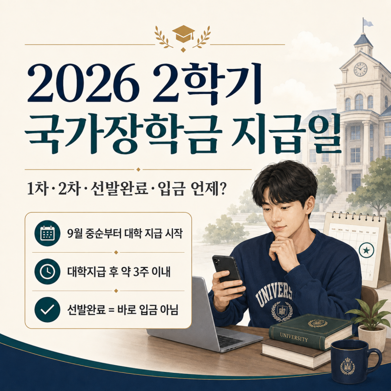 2026 2학기 국가장학금 지급일, 1차·2차·선발완료·입금 언제?