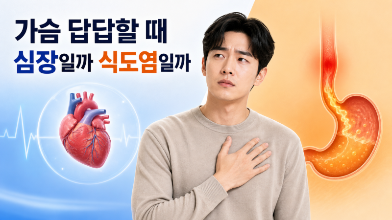 가슴이답답한증상 심장과 역류성 식도염 구분 기준