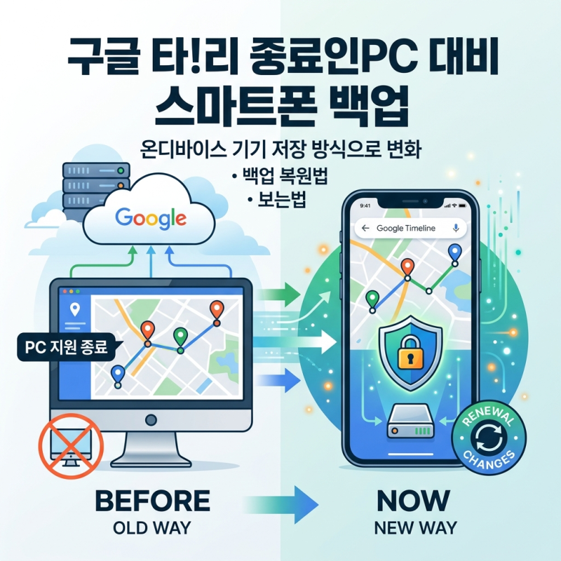 구글 타임라인 보는법과 PC 종료 대비 스마트폰 백업 복원법