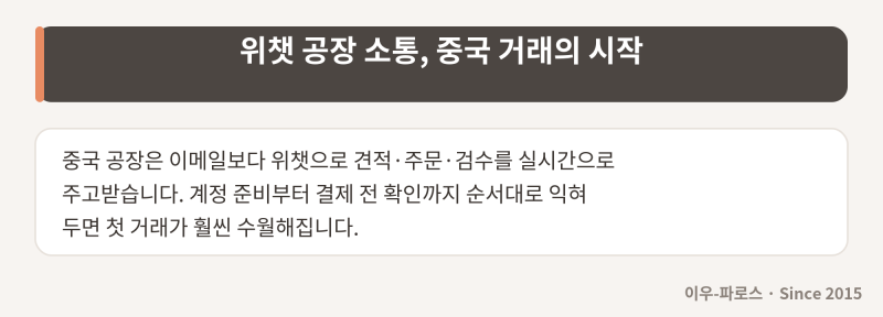 위챗 공장 소통법, 중국 거래 첫 대화부터 결제까지 (2026)
