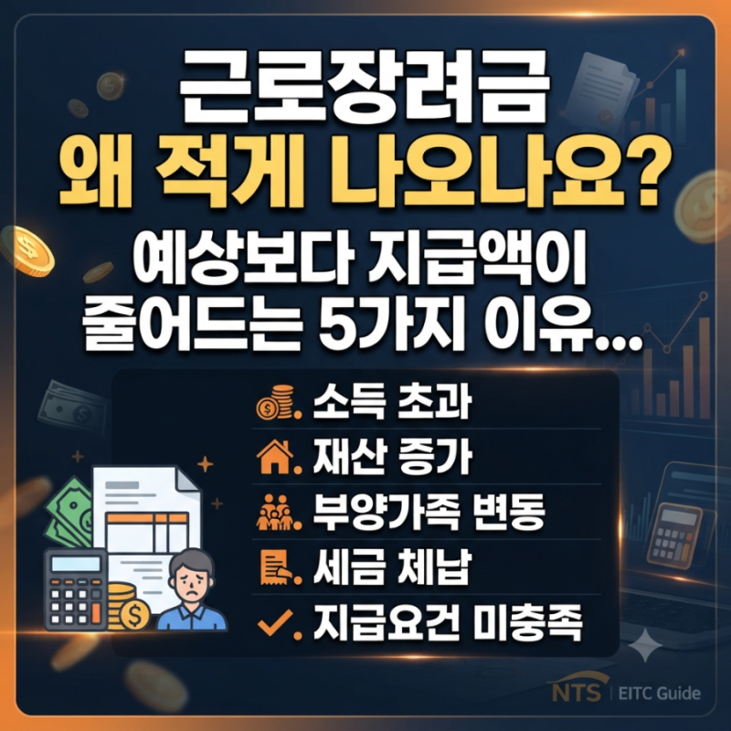 근로장려금 왜 적게 나오나요? 예상보다 지급액이 줄어드는 5가지 이유