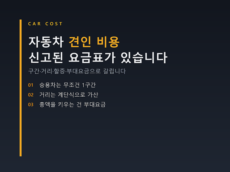 자동차 견인 비용, 청구서 받기 전에 봐야 할 신고 요금표