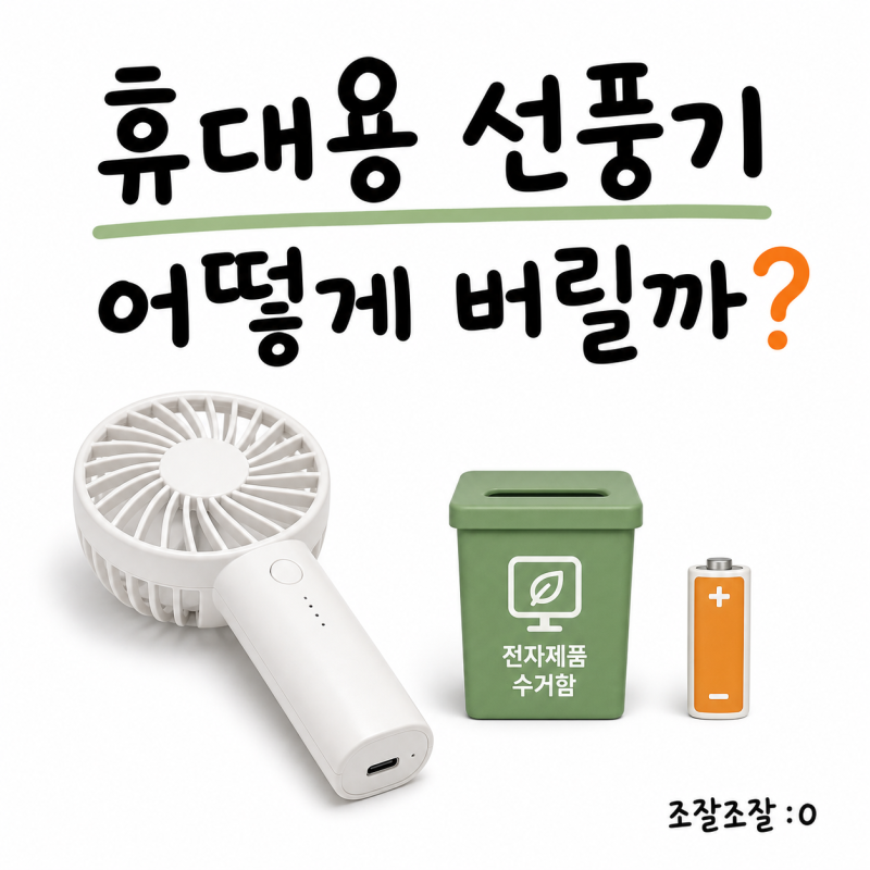 배터리 내장 휴대용 선풍기 버리는 법, 분해하지 마세요